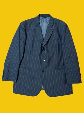 COOGI Luxe Blue Pinstripe Wool Blend Sport Coat Blazer 46R